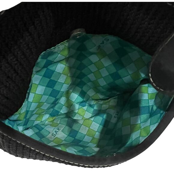 The Sak Purse Black Crochet Crossbody Bag Classic  Slim Zipper 7x7” Style 4516 - Picture 11 of 13